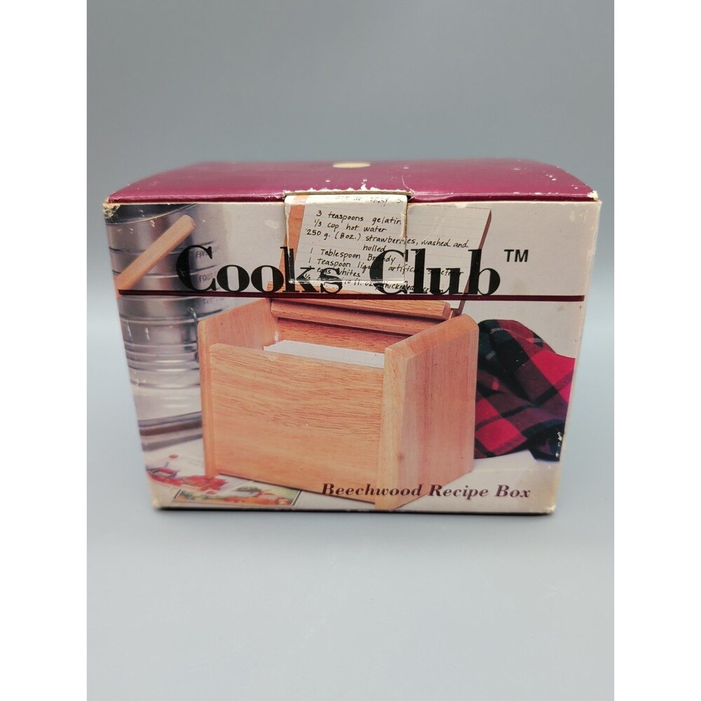 Vtg Cooks Club Beechwood Recipe Box